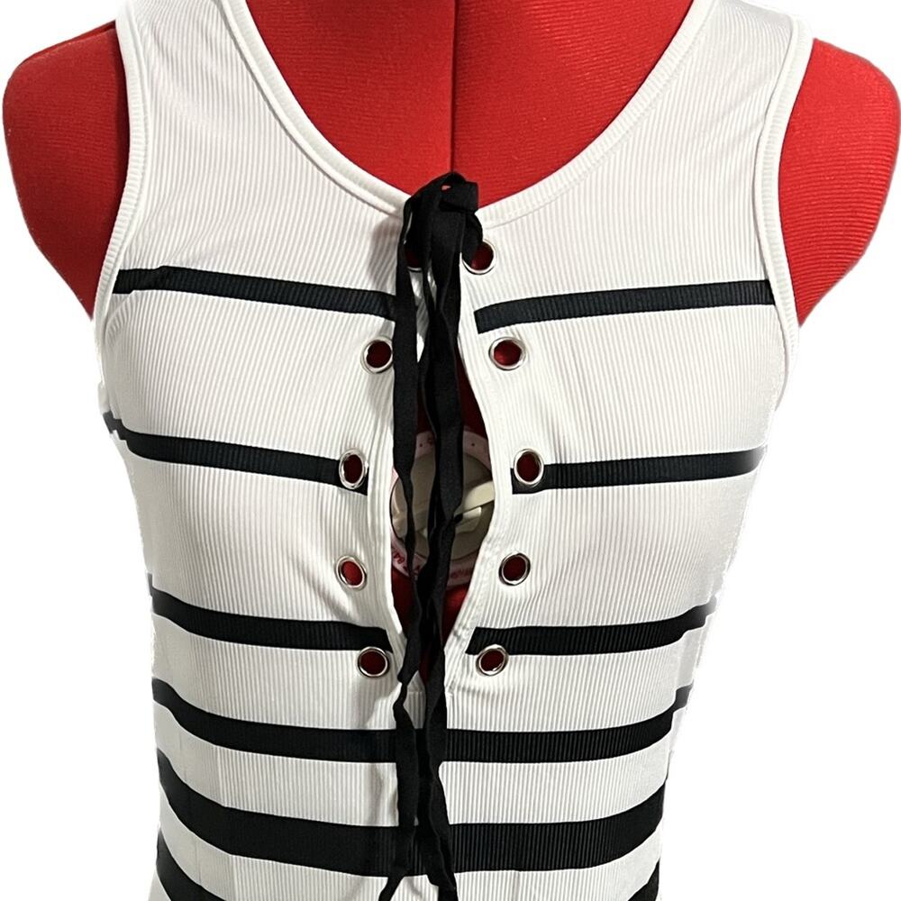 Adorable striped dress with bust tie. Size L